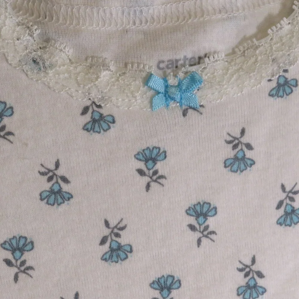 Baby Floral Blue Bodysuit Carters 100% cotton 6mts